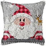 LAPATAIN Latch Hook Kits for DIY Throw Pillow Cover,Santa Claus Needlework Cushion Cover Hand Craft Crochet for Great Family 