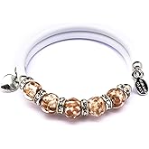 Original Murano Glass Bracelet Handmade In Italy Memory Wire Lampwork Beads Cuff White Hand Blown Glass