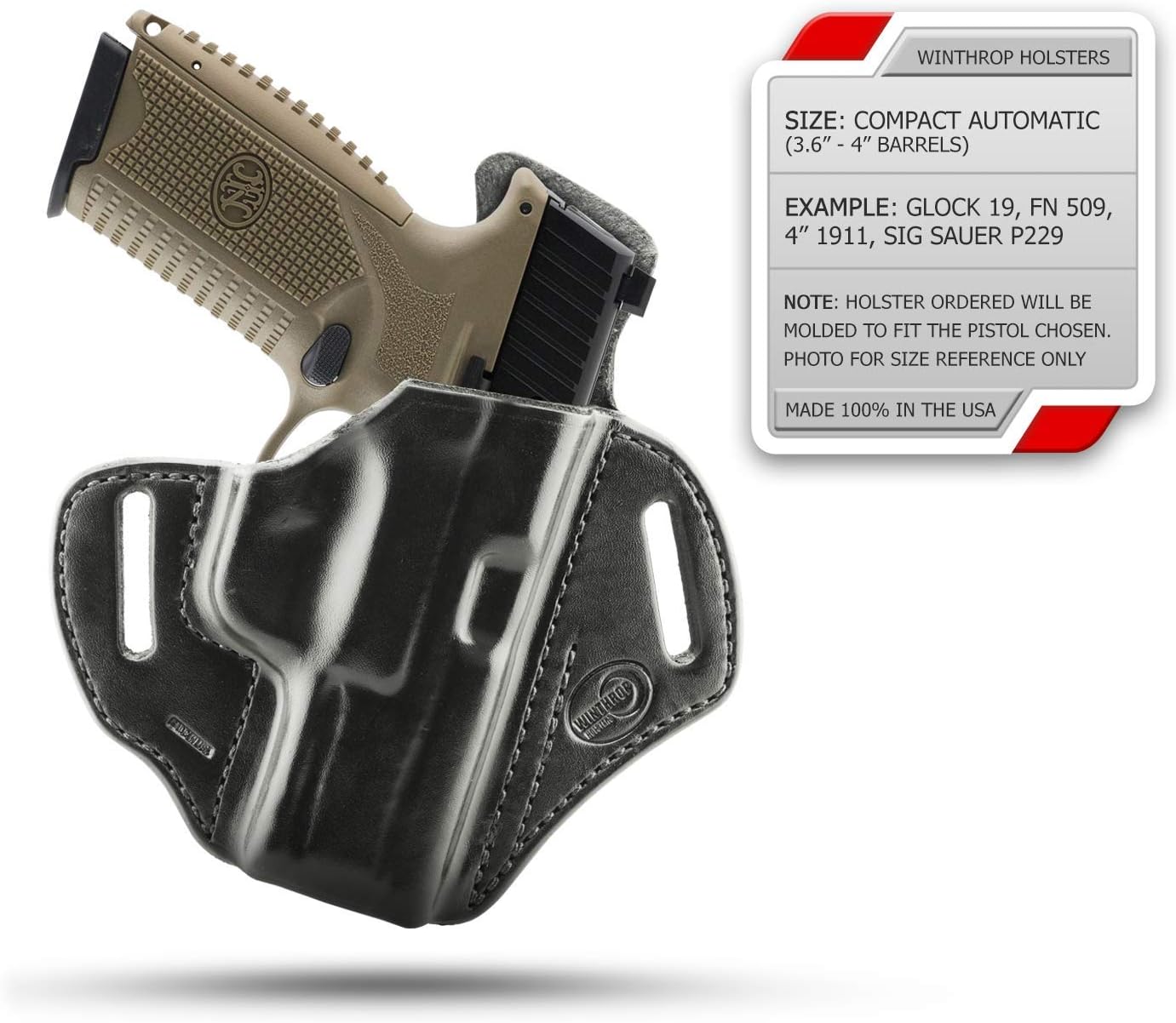 Winthrop Holsters OWB Pancake Black Leather Holster