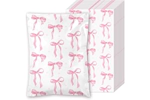 Resurhang 200 Pcs Pink Coquette Bow Poly Mailer 6x9 inch Designer Shipping Mailers Heavy Duty Waterproof Self Adhesive Shipping Bags for Large Mailing Envelopes Bulk Tear Resistant Packaging