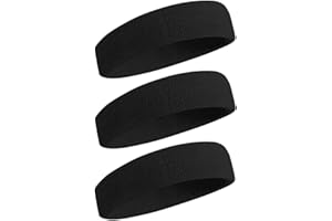 BEACE Sweatbands Sports Headband for Men & Women - Moisture Wicking Athletic Cotton Terry Cloth Sweatband for Tennis, Basketball, Running, Gym, Working Out
