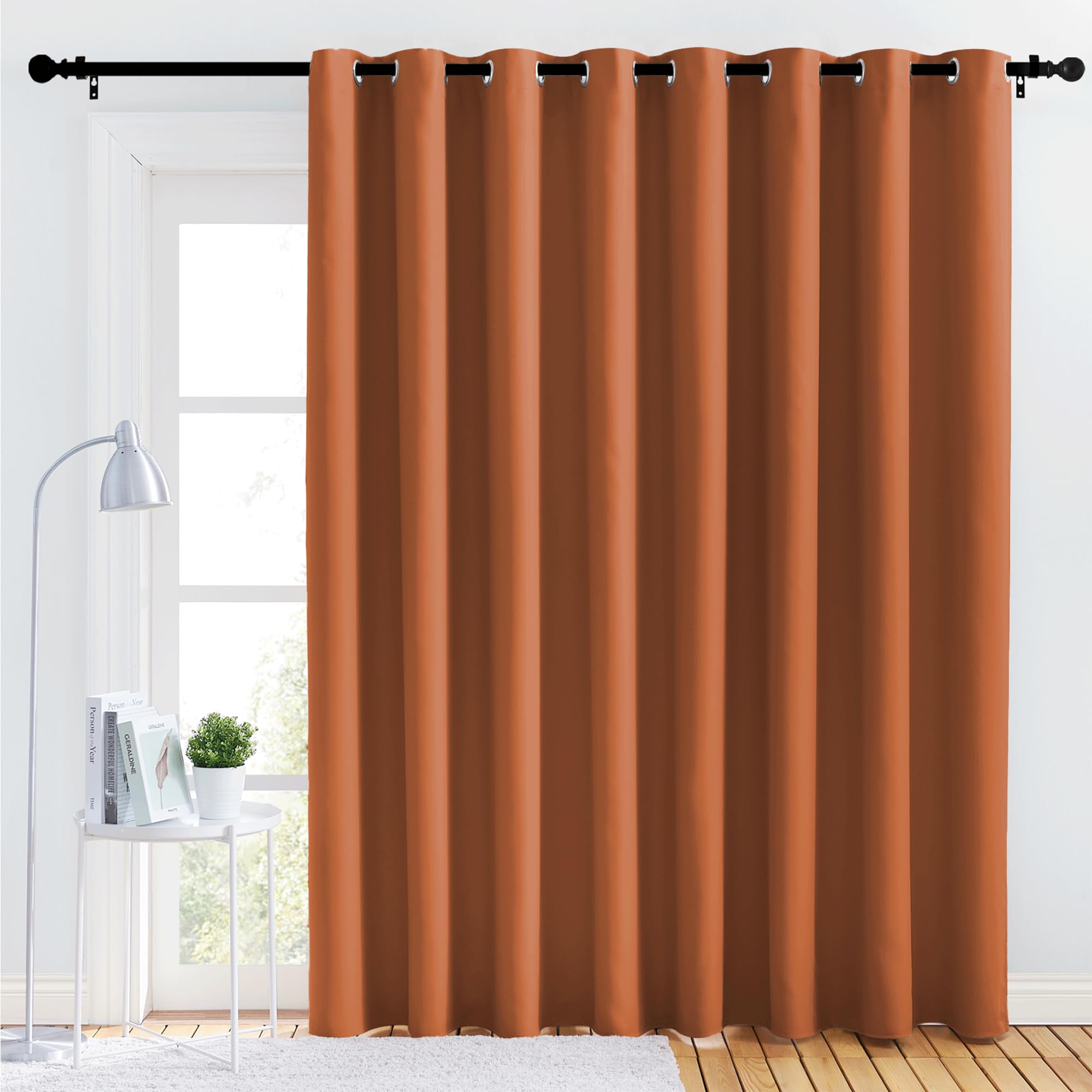 NICETOWN Bedroom Blackout Curtain Panel - (120 inches by 90 inch, Burnt Orange, 1 PC) Energy Saving Thermal Insulated Grommet Blackout Drapery for Patio, Room Divider Curtain Image NICETOWN Bedroom Blackout Curtain Panel - (120 inches by 90 inch, Burnt Orange, 1 PC) Energy Saving Thermal Insulated Grommet Blackout Drapery for Patio, Room Divider Curtain Image