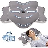 Rioicy Ergonomic Cervical Neck Pillow for Neck Pain Relief, Dual-Height Adjustable Contour Memory Foam Pillow for Sleep, Cooling Pillow for Side, Back & Stomach Sleepers