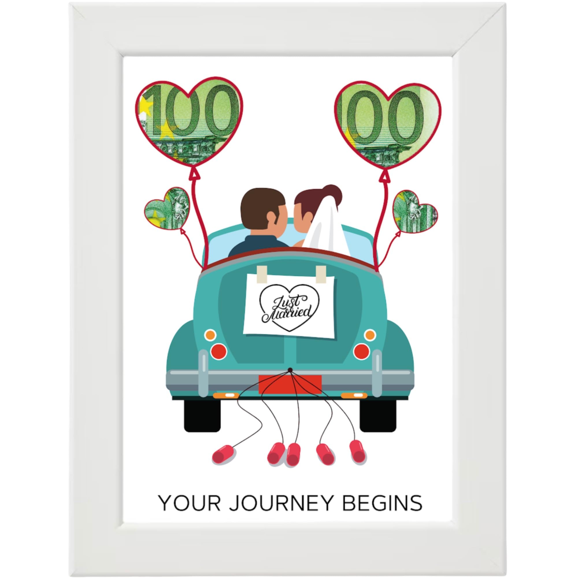 WALWI Money Gift Packaging | Wedding Gifts Money | Gift for Registry Office | Wedding Gift for Bride and Groom | Gift for Wedding | Frame in White