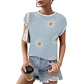 TAKEYAL Spring Sleeveless Sweater Tops for Women 2026 Cap Sleeve Trendy Tank Tops Summer Knit Sweater Vest Fashion T Shirts