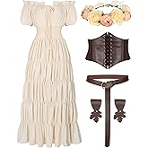6 Pcs Renaissance Costume Women Medieval Dress for Women Cottagecore Dress Peasant Dress