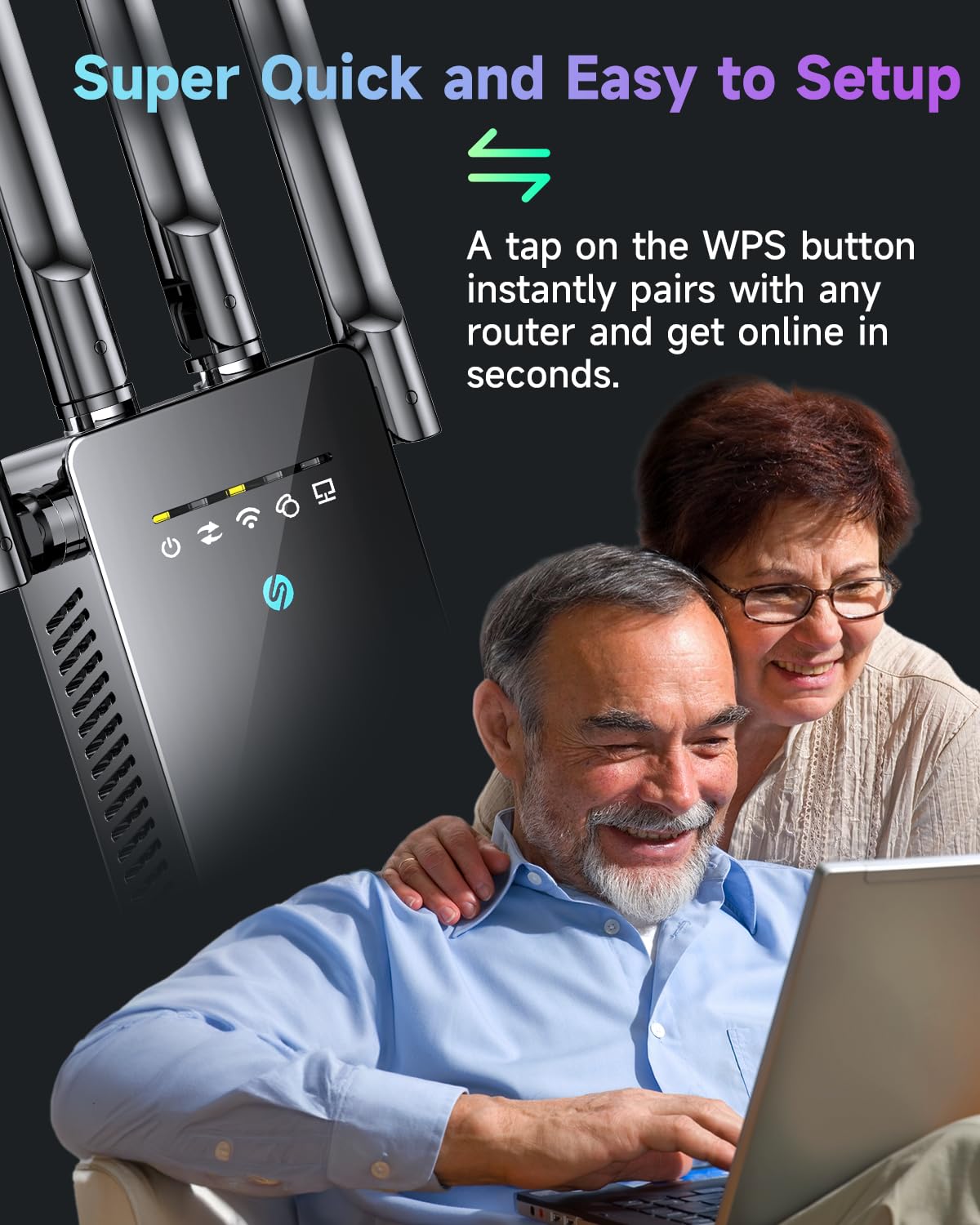 Condition photo showing As Is for 2026 wifi extender, wifi signal booster cover up to 14770 sq.ft for home, new gen 6x faster internet extender wifi booster w/ethernet port, wireless wifi repeater works with 99% router, easy setup