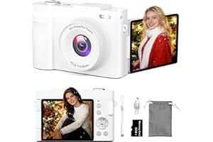 NISUMKEY 4K Digital Camera for Photography, Small Vlogging Camera with Flip Screen for YouTube, 50MP 16X Zoom, Portable Travel Cameras with 32GB SD Card for Beginners(White)