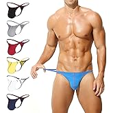 KAREN SPACE Men's Thong Underwear Sexy Mens Underwear Ice Silk Fabric Bikini G-String Thongs