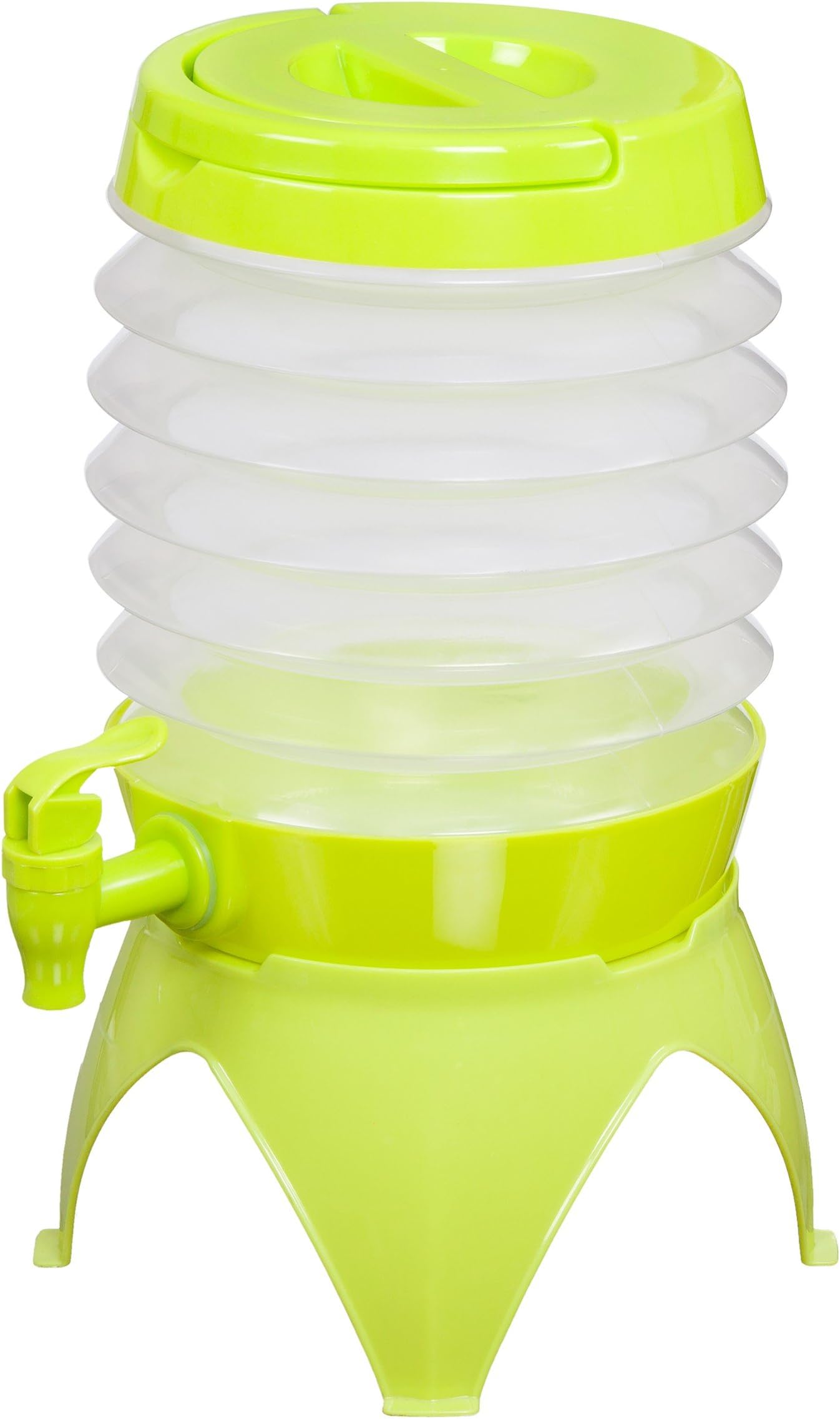Take Away KA1467 Folding Collapsible Drinks Dispenser + Green/Turquoise/Pink/Purple Plastic Base (17.5 x 22.2 x 11cm) 3 Litres