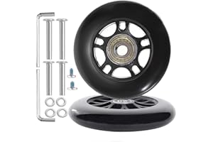 BFLAEPUN 1 Pair Luggage Wheels Replacement 75 * 24mm(2.95"x0.94") Inline Roller Skate Wheels with 8mm(0.31") Bearings 35mm(1.37") 40mm(1.57") Axles Wrenchs Repair Set