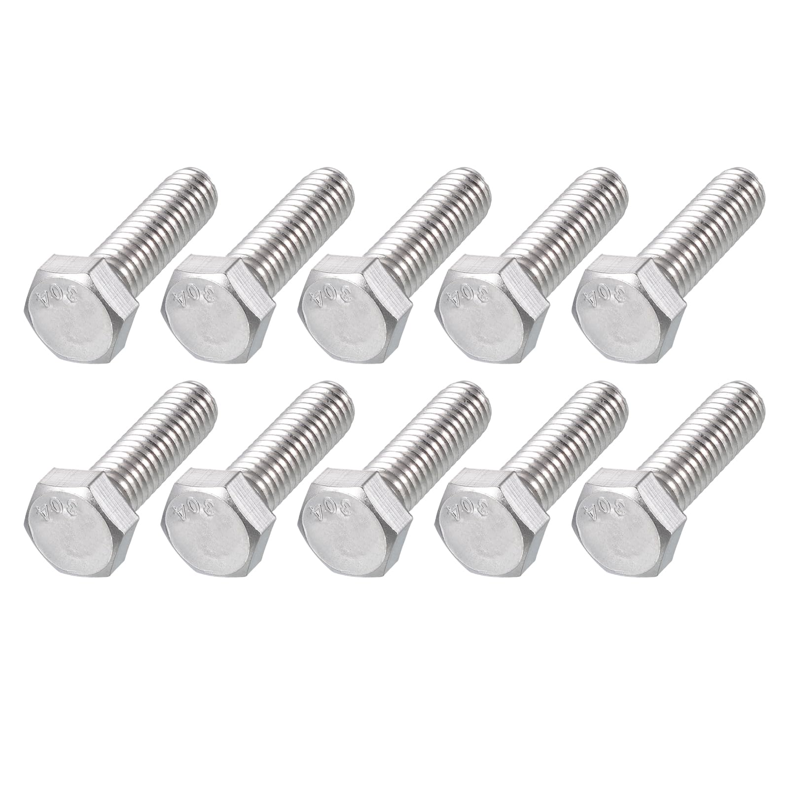 METALLIXITY Hex Head Bolts (5/16-18 x 1-1/8") 10Pcs, 304 Stainless Steel 18-8, Fully Threaded, External Hex Drive, Plain Finish, Hex Head Screw Bolt, Silver — image 1