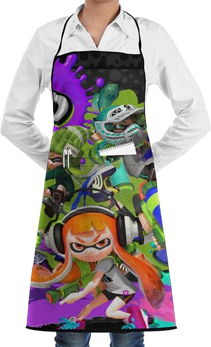 Amazon スプラトゥーン 2 H型 エプロン しわになりにくい 防水 防汚 通気性 仕事用 カフェ キッチン 業務用 家庭用 作業用 料理 おしゃれ エプロン ポケット付 男女兼用 52 72cm Unbeanded エプロン 通販