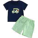 FIOMVA Toddler Baby Boy Golf Outfits Golf Shirt Tops+Golf Shorts Set Golf Clothes Hole in One Golf Birthday Clothing Summer