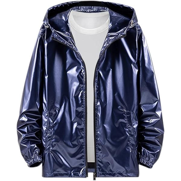 Lars Amadeus Metallic Jacket for Men's Solid Zipper Sparkle