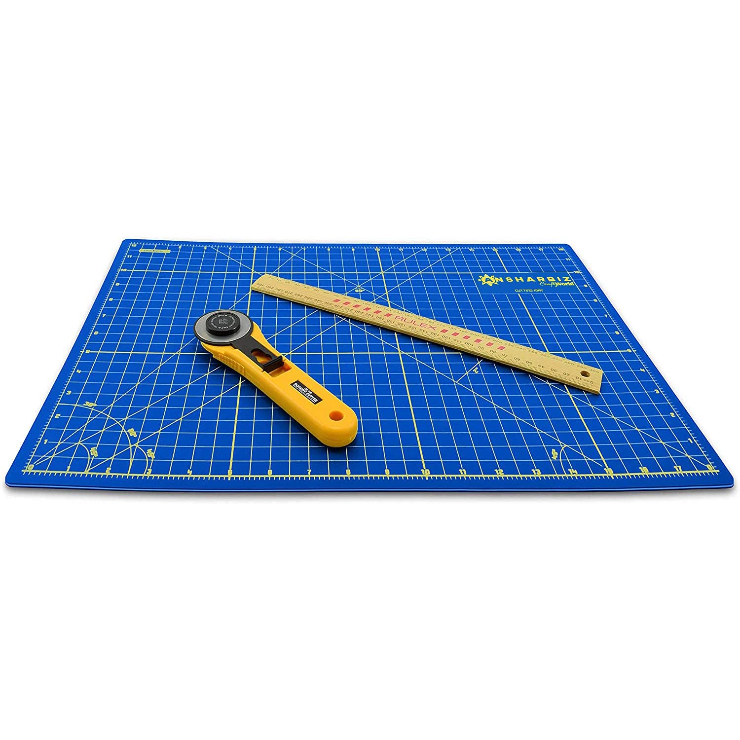 Crafty World 12 x 18 Cutting Mat for Sewing, Self Healing Double Sided Quilting Crafts Mat - Fabric Cutting Mat - Non Slip surface - Rotary Cutting Board