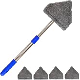 Windshield Squeegee Car Cleaning Tool, Equipped with 4 Reusable and Washable Ultra-Fine Fiber Pads, 13-16.7 inches Extendable Handle Can Rotate 180&deg; Suitable for Car Glass and Household Windows