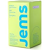 Canadian Founded Jems Ultra Thin, Natural Latex Condoms With 100% Silicone Lube, Standard Fit, High Sensitivity, Odorless, Ve