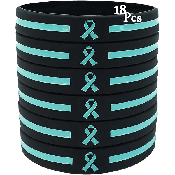 Teal Awareness Ribbon Silicone Bracelets – 'Fight With Hope' Motivational Wristbands For Cancer Support