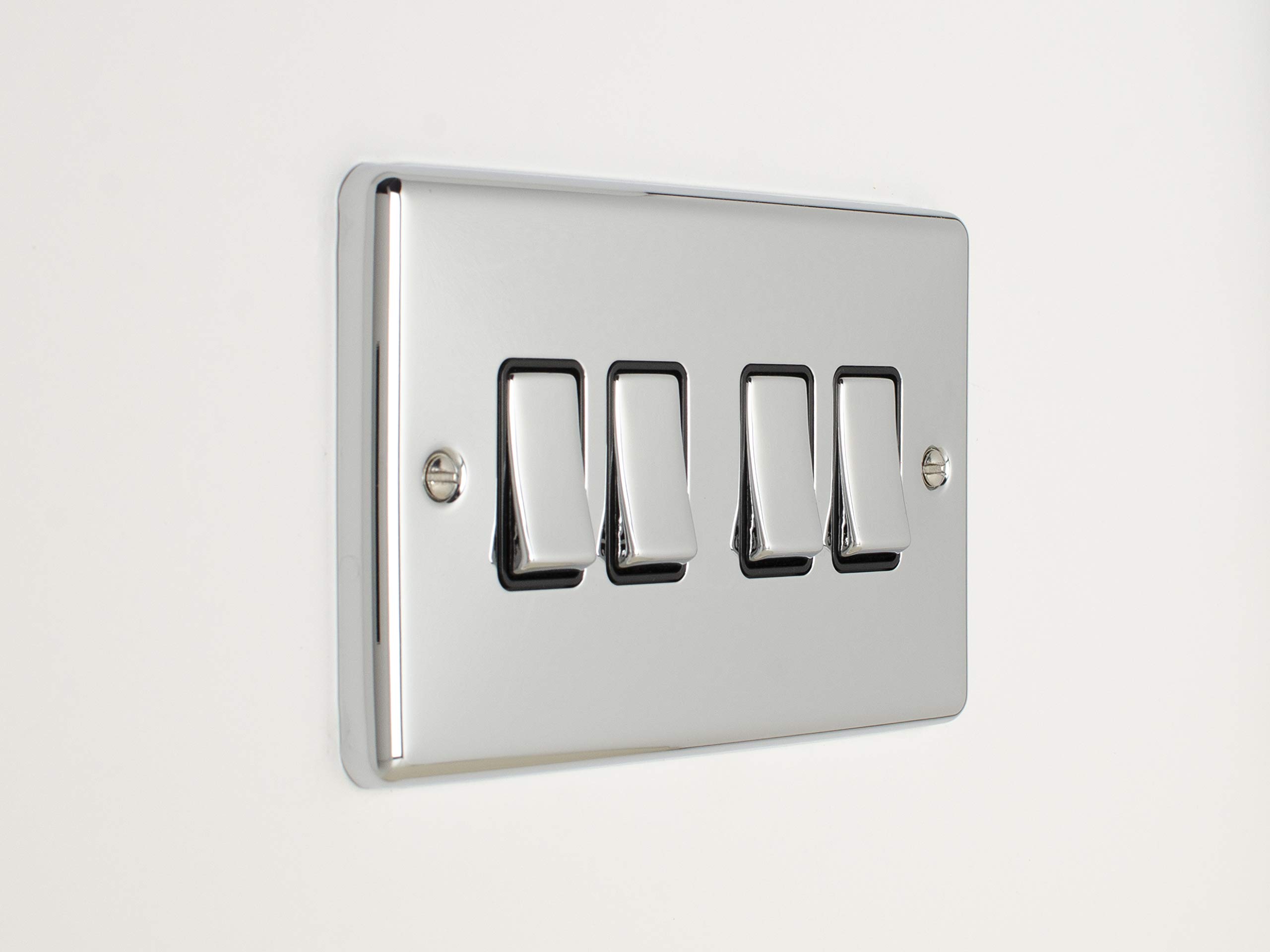 Enhance Decorative 4 Gang Switch Polished Chrome Finish With Black Trim — image 1