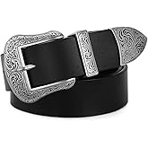 SANSTHS Western Belts for Woman, Cowboy Cowgirl Belt for Women Men Vintage Leather country Belt for Pants Dresses, 1 3/8"