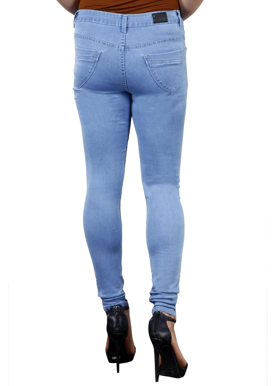 facts women denim stretchable mid blue skinny fit jeans