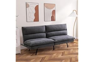 Hcore Futon Sofa Bed Couch,Memory Foam Futon Couch Bed,Small Splitback Loveseat Sleeper Sofa Bed for Small Spaces,Living Room,Office,RV,Apartment,Pure Black