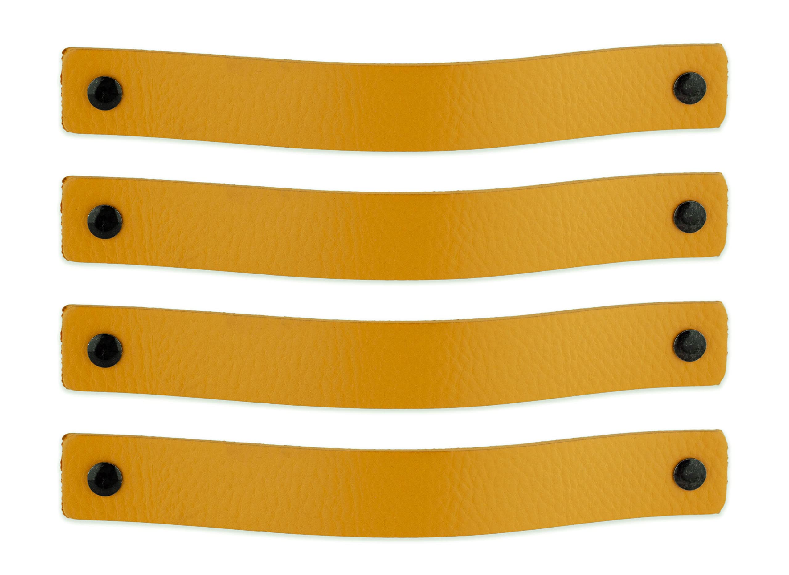Brute Strength - Ochre Yellow Leather Cabinet Handles - 4 Pcs - 20 x 2.5 cm - Industrial Style - Cabinet & Door Handles for Kitchen, Bathroom, Dressers & Closets