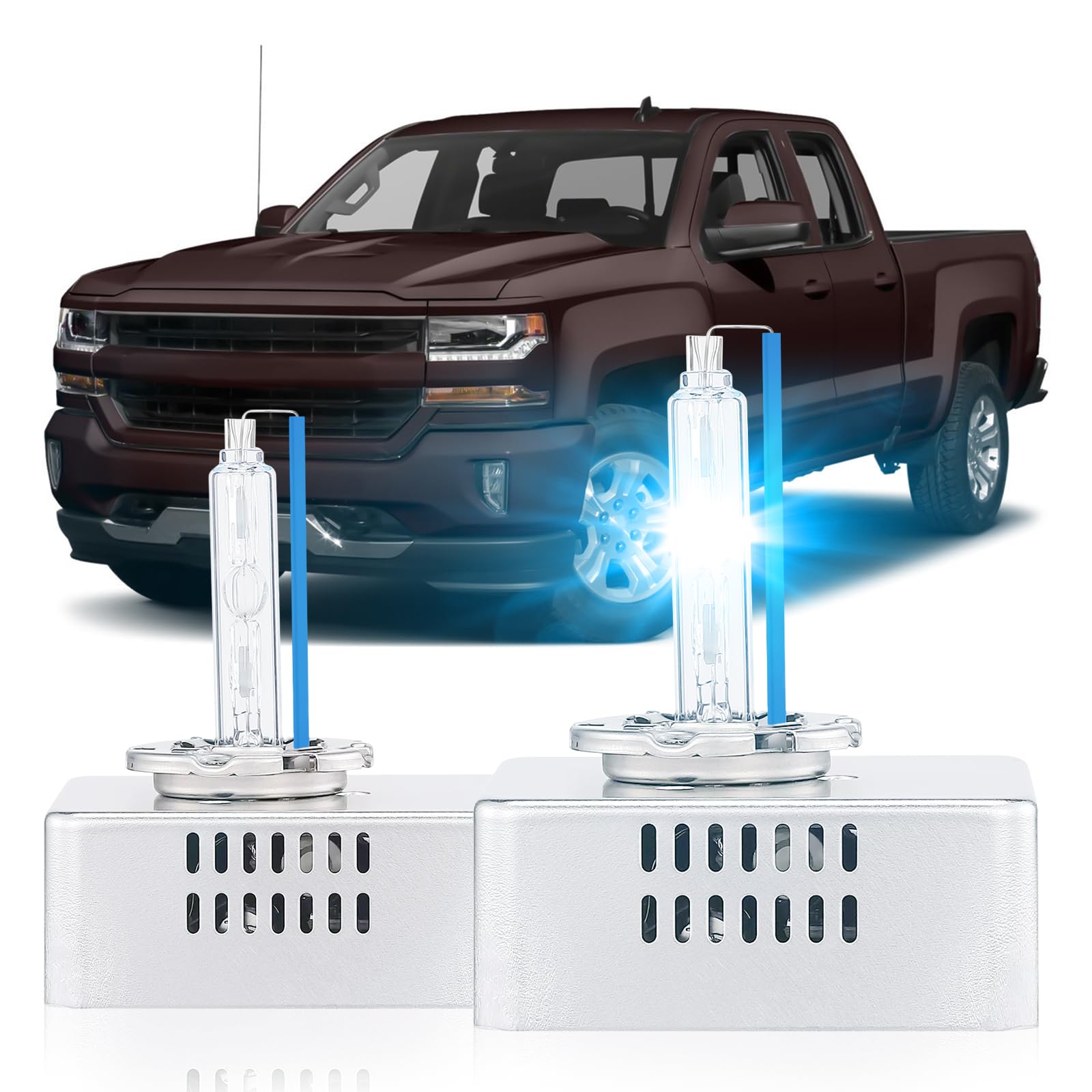 Photo 1 of SENROBO D5S HID Headlight Bulbs Fit for 2016 2017 2018 Chevy Silverado 1500 LT LTZ LS WT 2015-2018 GMC Sierra 1500 2500 3500 HD, High Low Beam Xenon Light, 8000K White Blue, Pack of 2