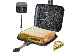 Double Sided Frying Pan, 5.9''x5.3'' Non-Stick Sandwich Maker, Stovetop Toasted Sandwich Bread Panini Maker Pan, Mini Waffle 