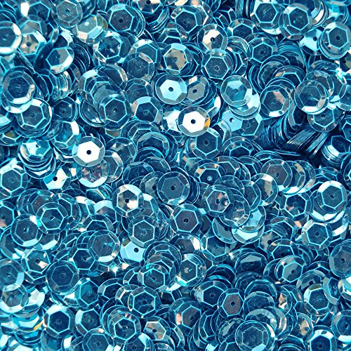 8mm Cup Sequins Aqua Blue See-Thru Transparent Loose Facet Paillettes Made in USA