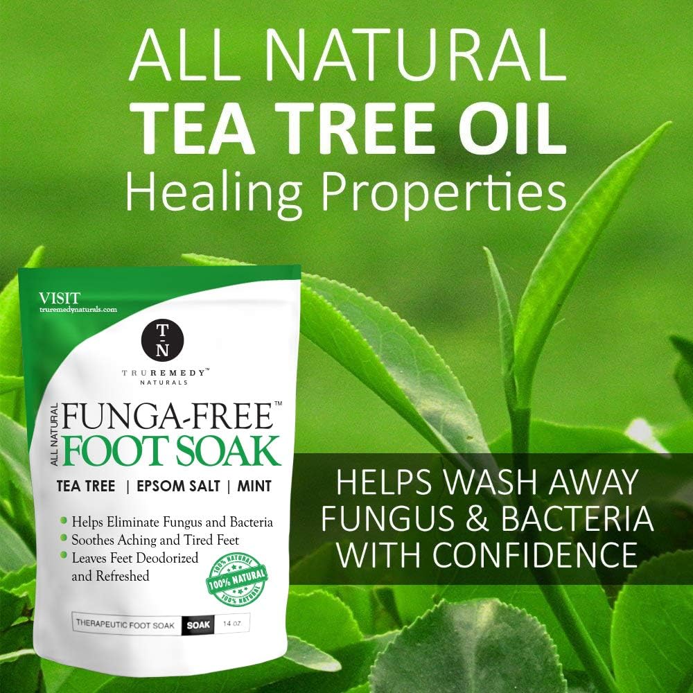 Tea Tree Oil Foot Soak with MSM, Epsom Salt & Mint, Feet Soak Helps Toenail System, Athletes Foot & Stubborn Foot Odor - Foot Bath Salt Softens Calluses & Soothes Sore Tired Feet, 14 Ounce: Health & Personal Care