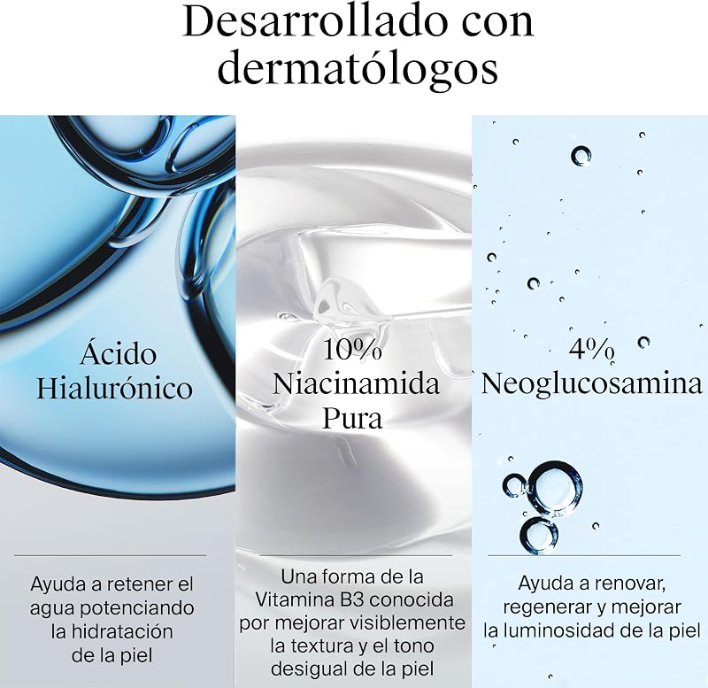 Sérum Hydro Boost 10% Niacinamida (30 ml), sérum facial com Niacinamida e Ácido Hialurónico, melhora visivelmente a textura da pele, para todos os tipos de pele