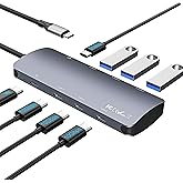 USB C Hub 10Gbps, USB C Splitter with 4K@60Hz Video Display, 100W Power Delivery Charging, USB4 Hub Multiport Adapter with 10Gbps Data Transfer for MacBook Pro/Air, iPad Pro, Mac mini and More