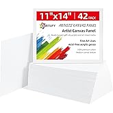 Simetufy 11 x 14 inch 42 Pack Flat Painting Canvas Boards- Gesso Primed Acid-Free 100% Cotton Canvas Panels for Acrylics Oil Watercolor Tempera Paints