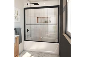 DreamLine Duet Plus 55-59 inch W x 58 inch H Semi-Frameless Bypass Tub Door in Matte Black