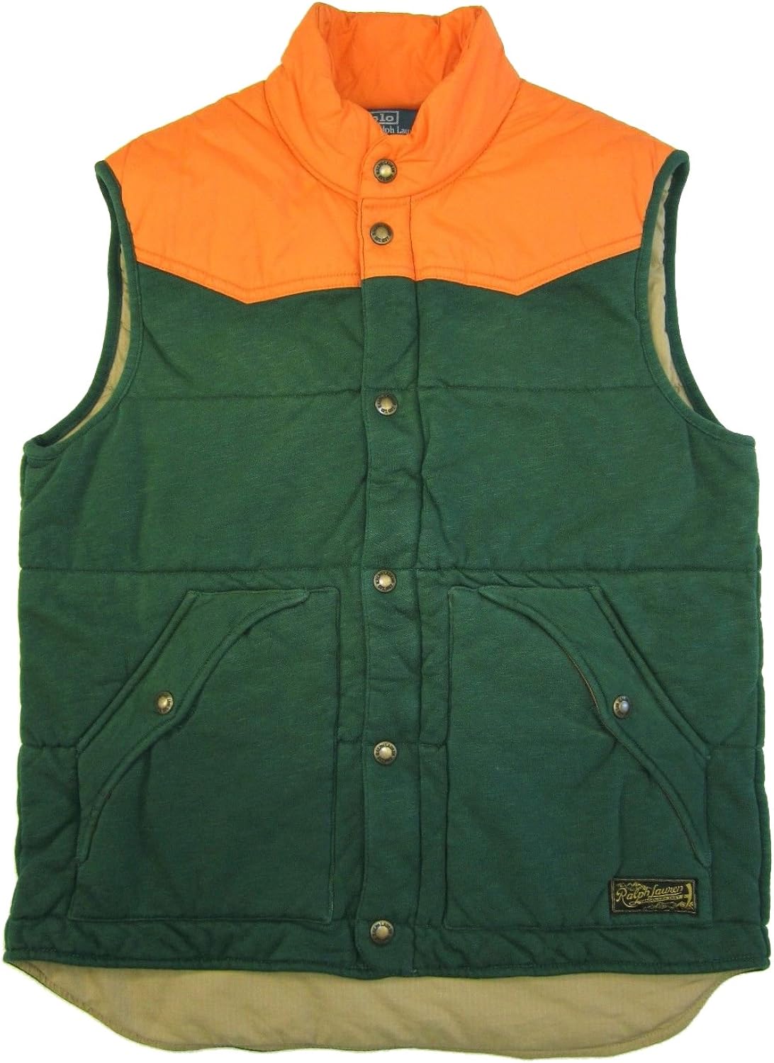 Ralph Lauren Polo Men French Terry Vest Jacket Green Orange (XLarge