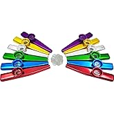Fartime 12 Pcs Metal Kazoos With 20Pcs Kazoo Flute Diaphragms,Good Gift for Kids,A Good Companion for Ukulele, Violin, Guitar