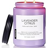 M&SENSE Lavender Citrus Candles, 19.4oz 110H Burn Time Large Natural Soy Candles for Home Scented, Stress Relief Aromatherapy Gifts for Mom Friends Teacher & Spa, Bath, Yoga
