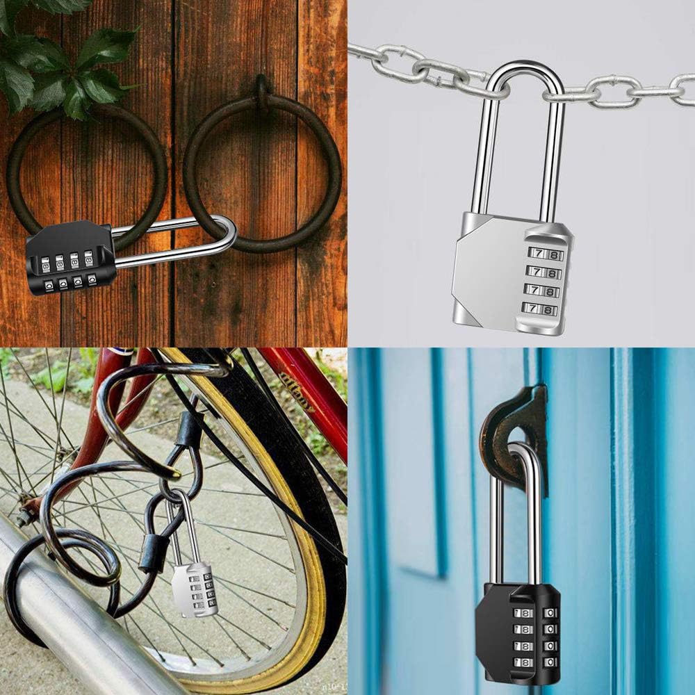 Disecu 4 Digit Combination Lock 2.5 Inch Long Shackle and Outdoor Waterproof Resettable Padlock for Gym Locker, Hasp Cabinet, Gate, Fence, Toolbox (Black, Pack of 2) - - 