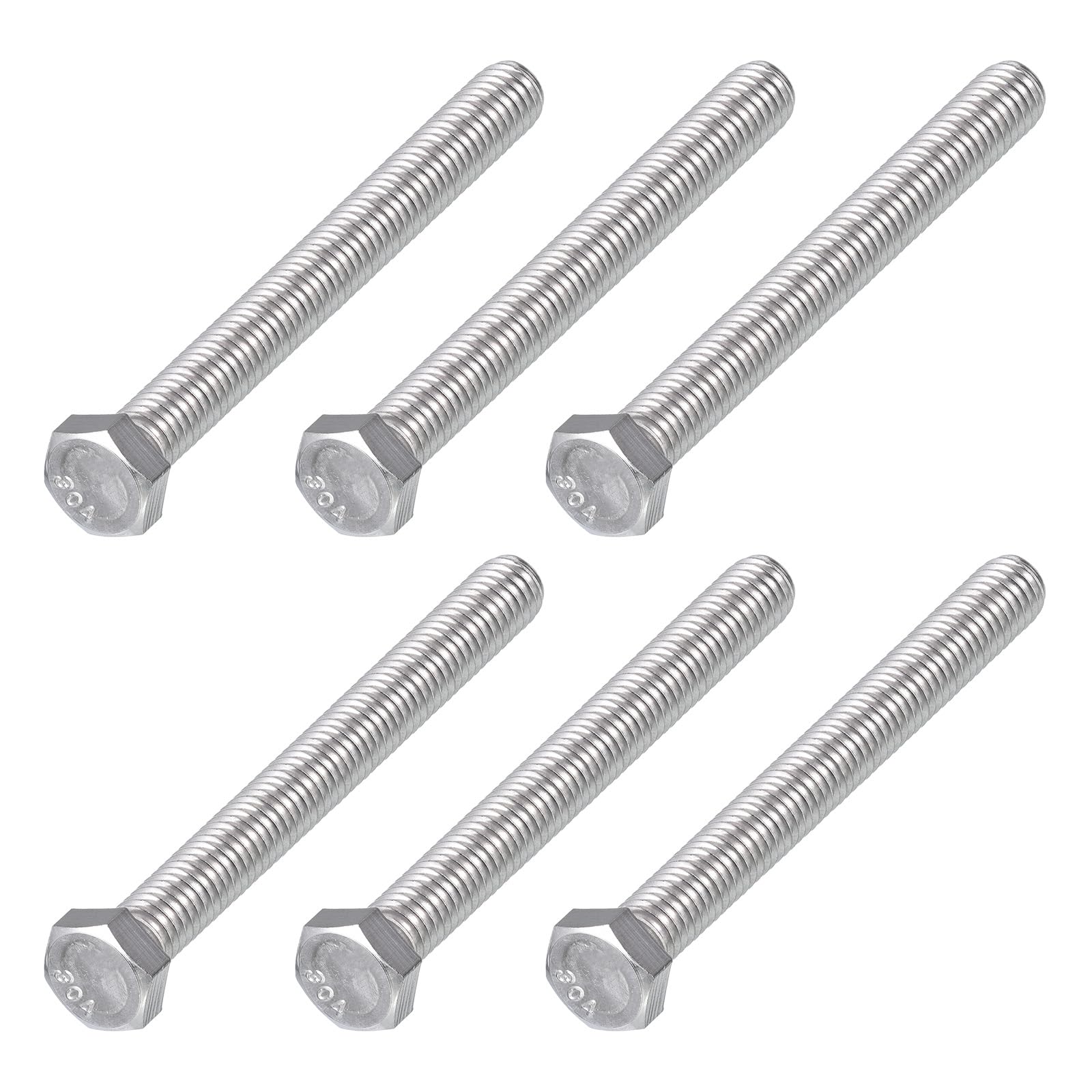 METALLIXITY Hex Head Bolts (3/8-16 x 3-1/2") 6Pcs, 304 Stainless Steel 18-8, Fully Threaded, External Hex Drive, Plain Finish, Hex Head Screw Bolt, Silver — image 1