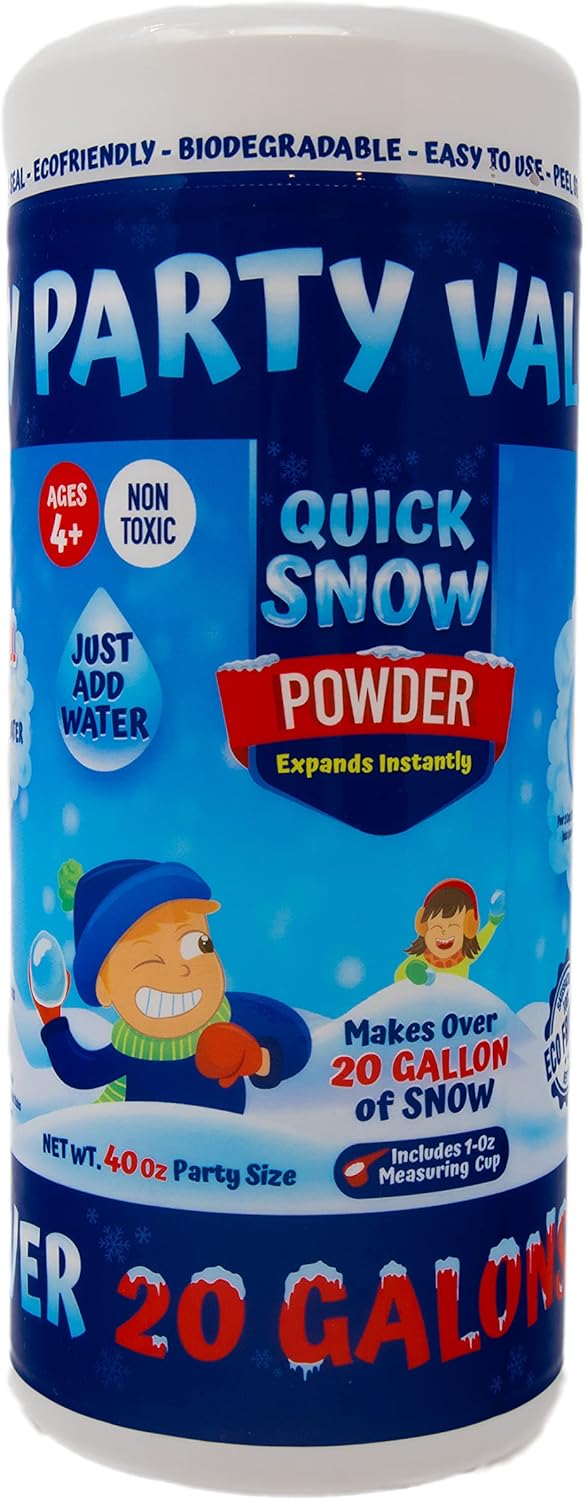 Artificial Snow - ECO GREEN SUPER ABSORBENT Quick Snow Powder: Instant Snow - Makes 20 Gallon Artificial Fake Snow - Just Add Water - Christmas Decoration Snow - STEM Activities for Shcool-Family Size 40.0 Oz