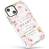 Clear Case Compatible with iPhone 13 (6.1 inch),Girls Women Pink Rose Floral Inspirational Scripture Bible Verses Christian Quotes Proverbs 3:5 Soft Protective Case Compatible for iPhone 13