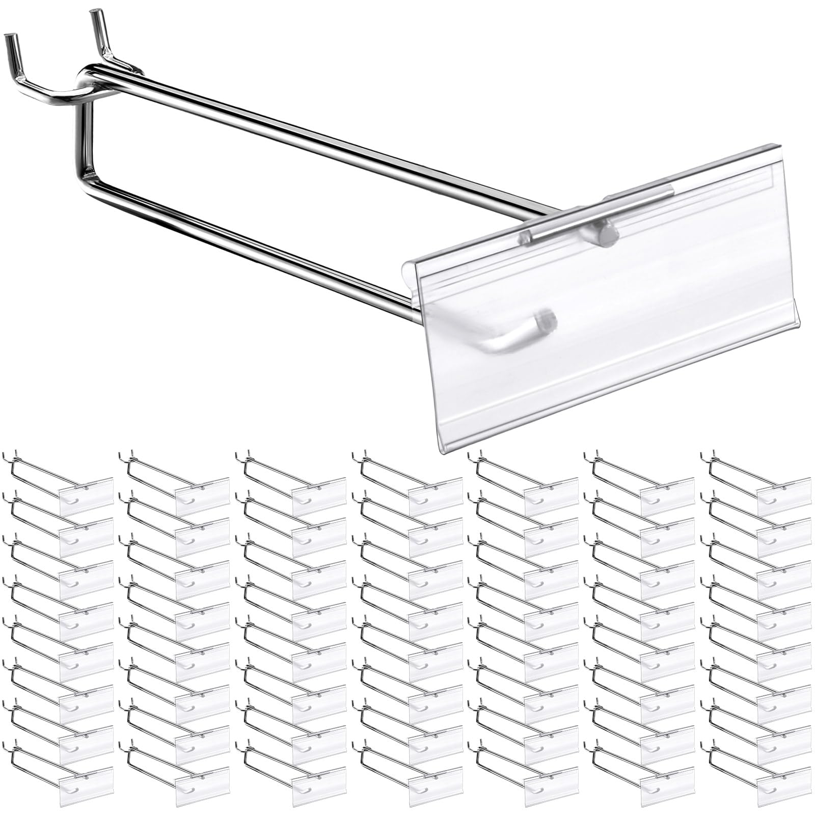 Photo 1 of Thyle 50 Pcs Metal Scan Hook with Label Holder for 1/8" to 1/4" Pegboard, Peg Board Hooks with Price Tag, Pegboard Wall Accessories, Metal Hooks for Home Garage Retail Display Supplies (11 Inch)