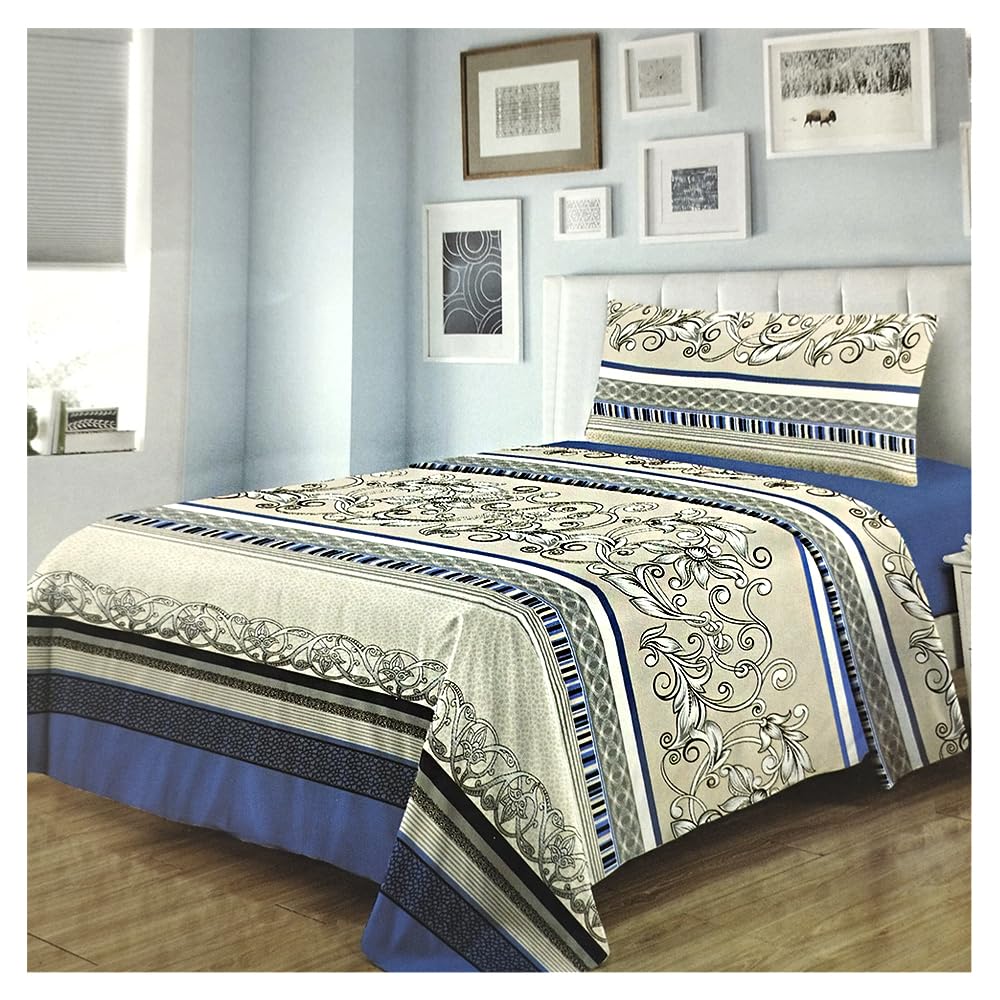 JYC CREATIVE 3-Piece Bed Linen Set - Fitted Sheet, Top Sheet & Pillowcase - Modern, Unisex, D3, 150 cm