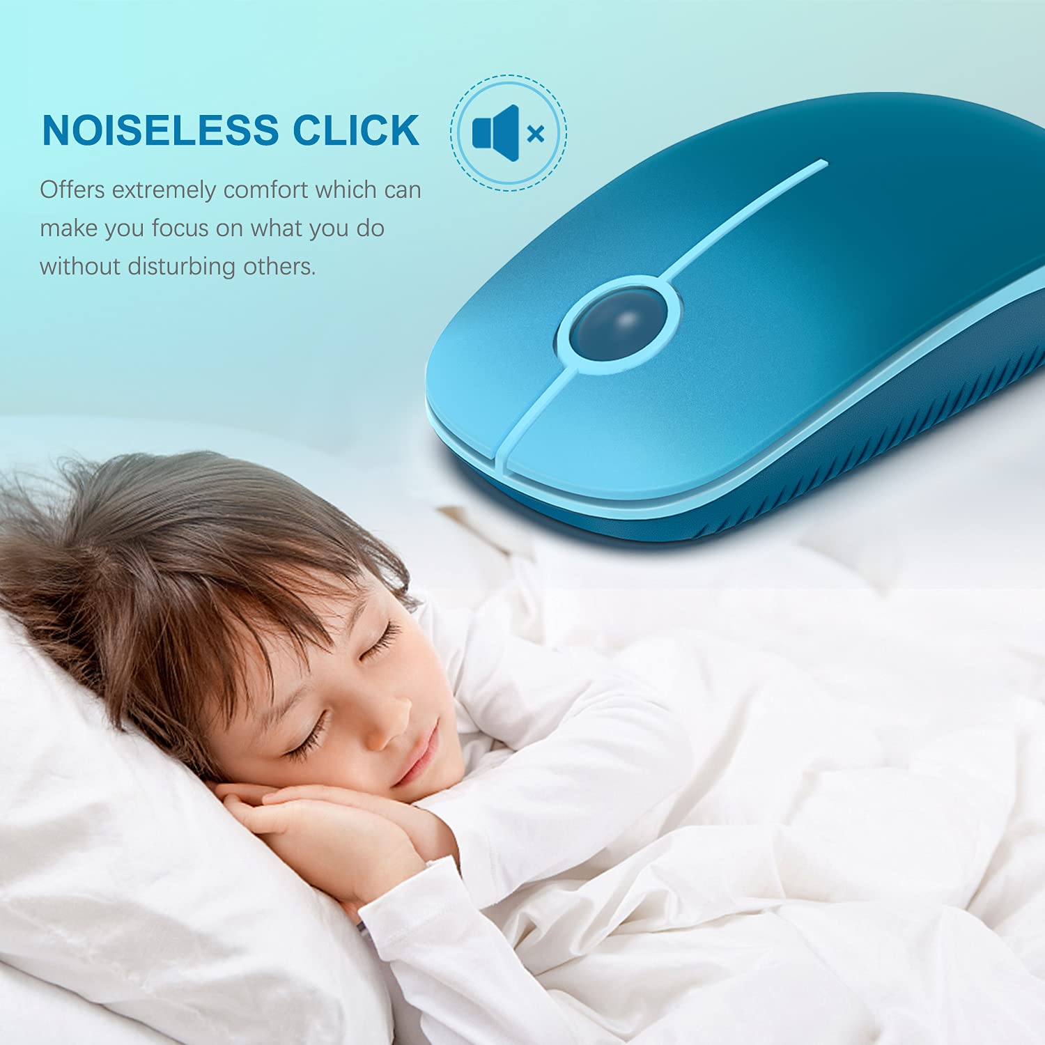 VssoPlor Wireless Mouse, 2.4G Slim Portable Computer Mice with Nano Receiver Quiet Silent Optical Laptop Mouse for Notebook, PC, Laptop, Computer-Gradient Blue