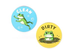 Frog Dishwasher Magnet Clean Dirty Sign, Double-Sided Reversible Flip Frog Dirty Clean Magnet for Dishwashers Refrigerators &