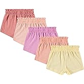 Cudlie 5-Pack Girls' Baby & Toddler Shorts – Comfortable Cotton Blend, Easy Fit, Adorable & Essential Wardrobe