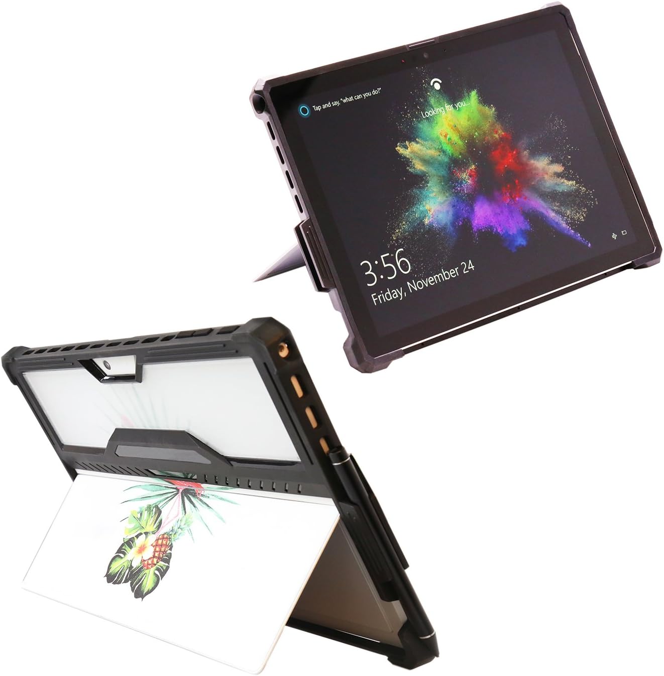 GED Case for Microsoft Surface Pro 6，Surface Pro（2017） & Surface Pro 4,with Pen Holder Protective Back Cases Cover, TPU Military Drop Tested Case Protector Slim Feather-Light Weight-Black