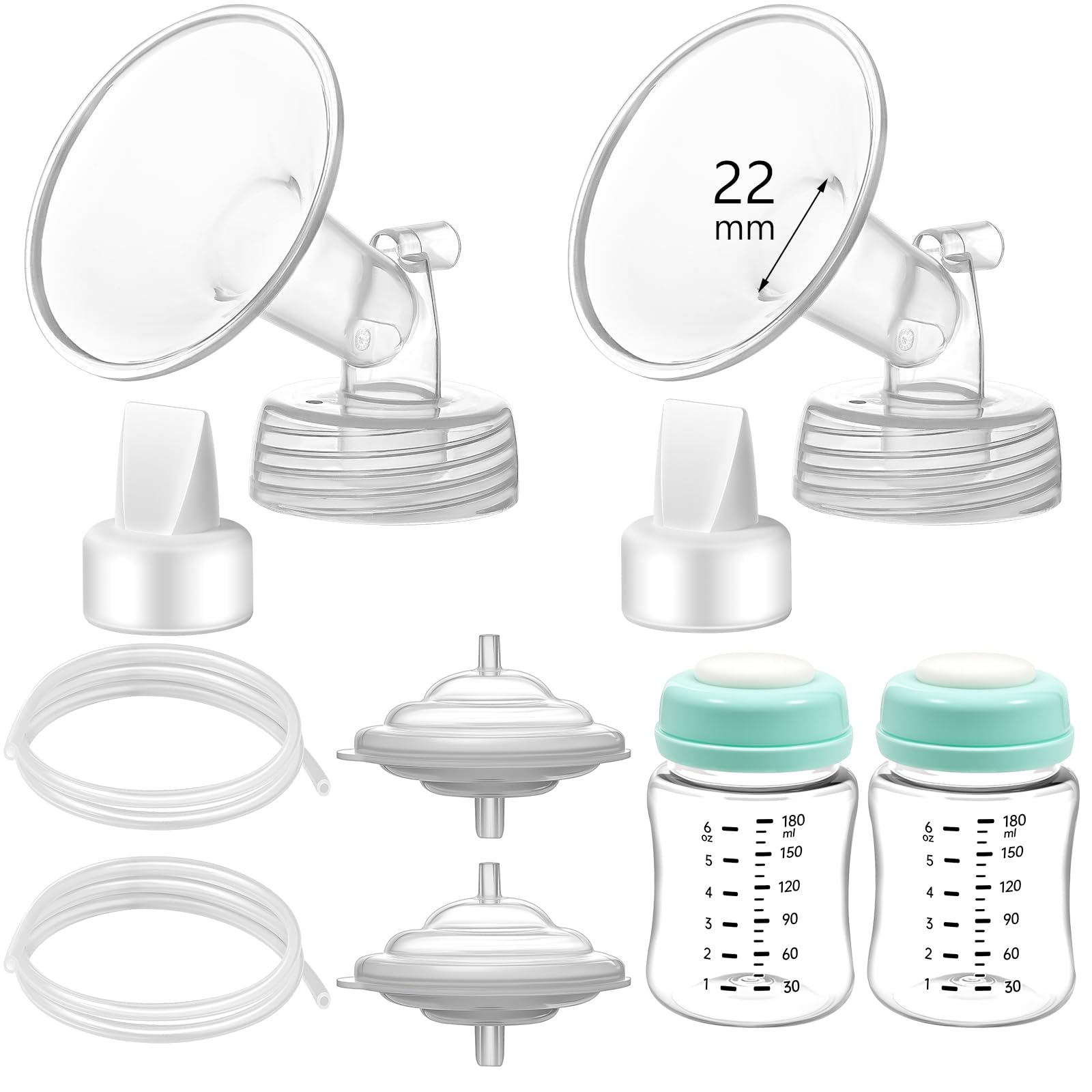 Photo 1 of Momstouch Pump Parts Compatible with Spectra S1/S2/9 Plus, Not Original Accessories, Full Set Replacements Include 22mm Flange, Duckbill Valve, Backflow Protector, Tubing and Bottle